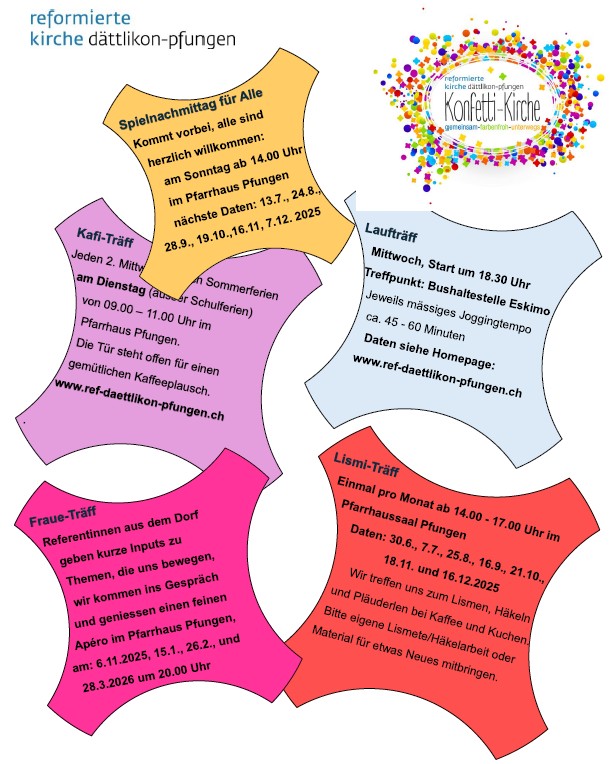 aktueller Flyer Konfetti-Kirche Juli 2025