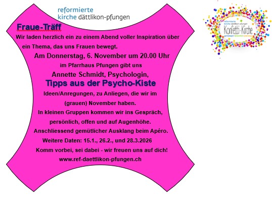 Einladung zum Fraue Träff 06.11.2025 Tipps aus der Psycho-Kiste