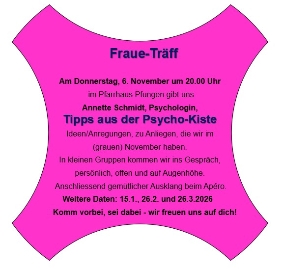 Einladung zum Fraue Träff 06.11.2025 Tipps aus der Psycho-Kiste