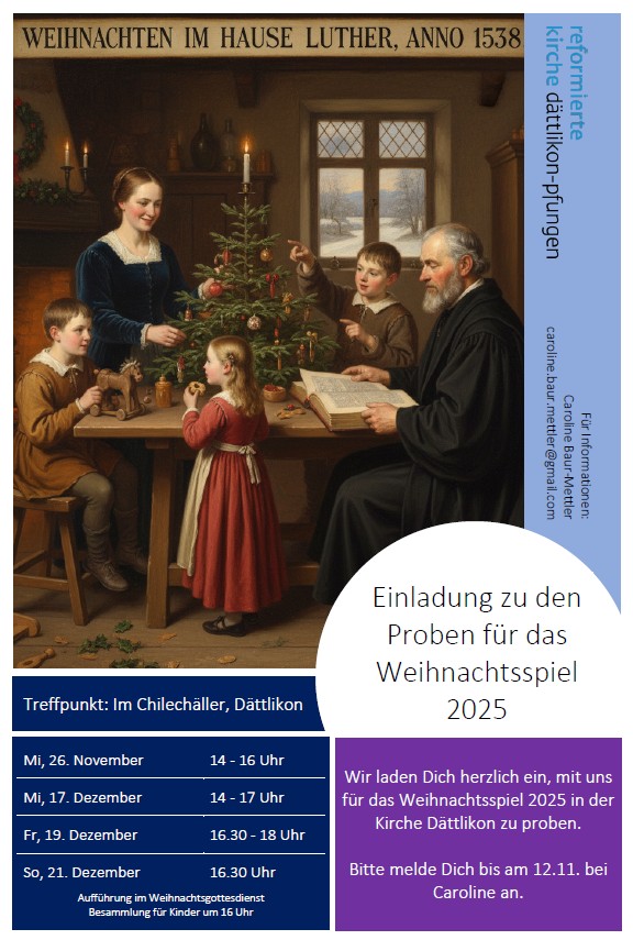 Kids Träff in Dättlikon Weihnachtsspiel im Gottesdienst 21.12.2025 16.30 Uhr