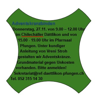 Vormerken Kranzen für zu Hause 27.11.2025